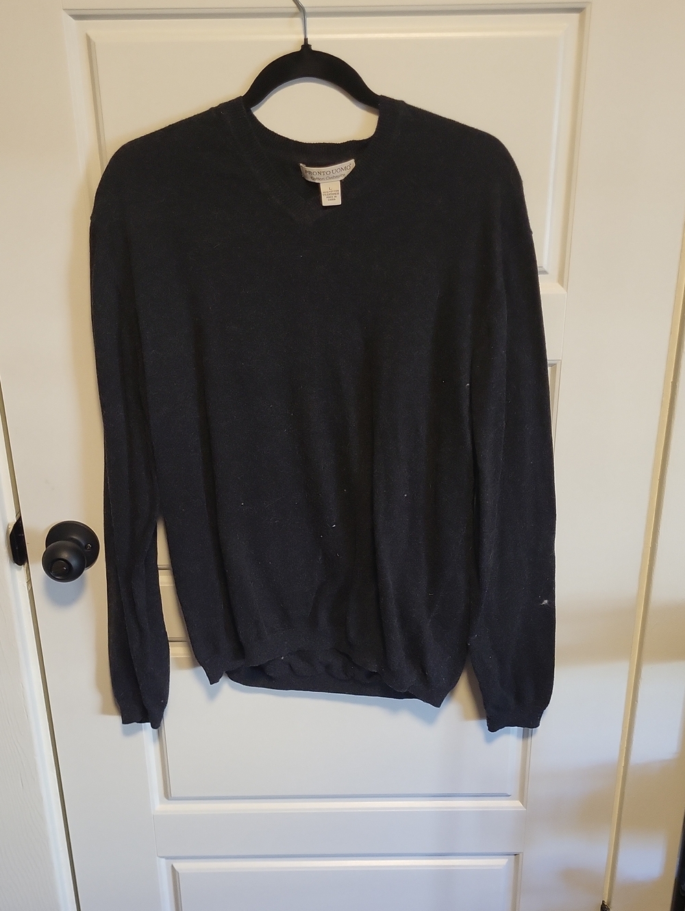 Pronto Uomo Men's Black V-Neck Pullover Sweater